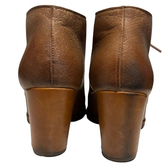 Kork Ease Roana Camel Tan Brown Leather Oxford Heeled Ankle Boot Lace Booties 7M - Picture 4 of 10
